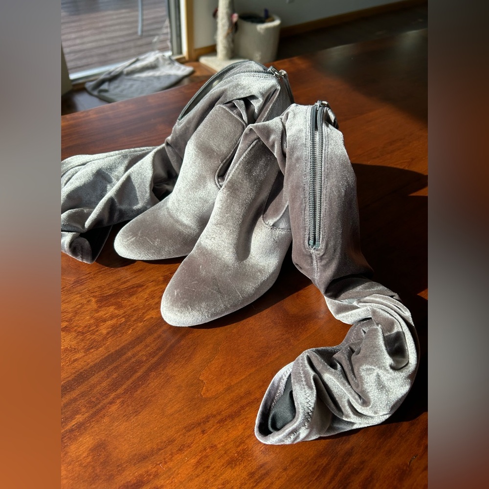 Steve Madden Velvet Over-the-Knee Taupe Boots